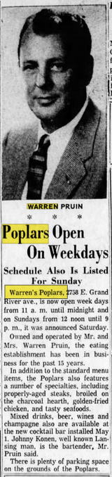 Warrens Poplars (Grapevine Restaurant) - May 1961 Article On Owner (newer photo)